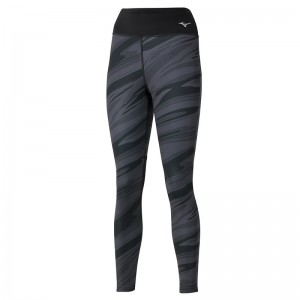 Mizuno 7/8 Printed Tights Dame Sort | Danmark M8069VR