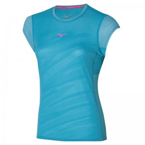 Mizuno Aero Tee T Shirts Dame Blå | Danmark M9358XS