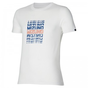 Mizuno Athletics Mizuno Tee T Shirts Herre Hvide | Danmark M0741VU