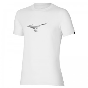 Mizuno Athletics RB Tee T Shirts Herre Hvide | Danmark M1475DC