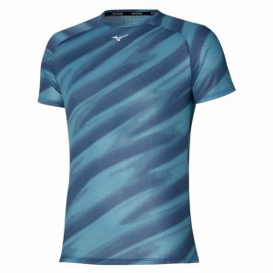 Mizuno Dryaeroflow Grafisk Tee T Shirts Herre Blå | Danmark M9138WF