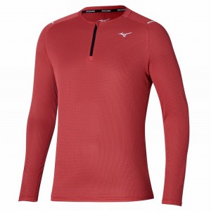 Mizuno Dryaeroflow LS HZ Toppe Herre Rød | Danmark M8047WR