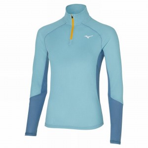 Mizuno Dryaeroflow LS Tee T Shirts Dame Blå | Danmark M4759HT