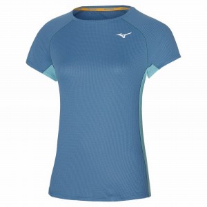 Mizuno Dryaeroflow Tee T Shirts Dame Blå | Danmark M3015KX