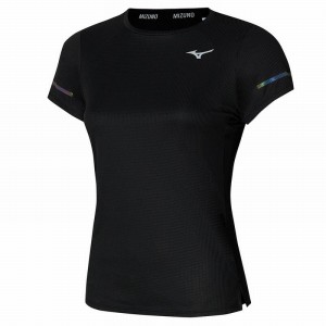 Mizuno Dryaeroflow Tee T Shirts Dame Sort | Danmark M5602YK