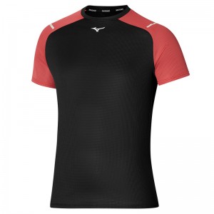 Mizuno Dryaeroflow Tee T Shirts Herre Sort Rød | Danmark M5360AG