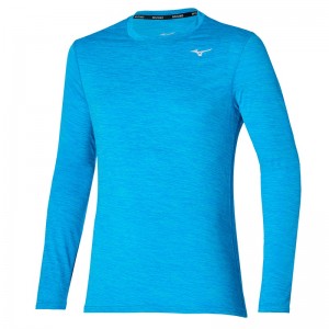 Mizuno Impulse Core LS Tee T Shirts Herre Blå | Danmark M5816LP