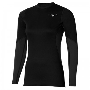 Mizuno Merino Uld Crew Toppe Dame Sort | Danmark M0678ZV