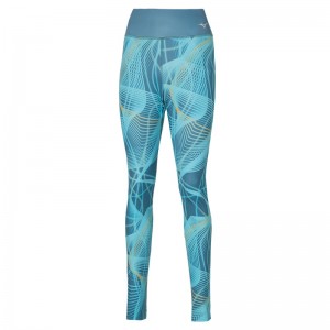 Mizuno Printed Tights Dame Turkis | Danmark M6352DS