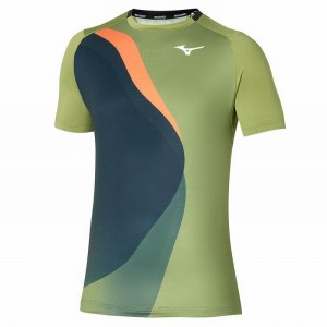 Mizuno Release Shadow Grafisk Tee T Shirts Herre Grøn | Danmark M5846HC