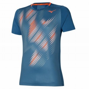 Mizuno Shadow Grafisk Tee T Shirts Herre Blå | Danmark M1092KI