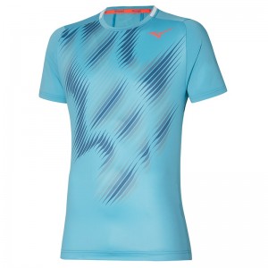 Mizuno Shadow Grafisk Tee T Shirts Herre Blå | Danmark M4509LU