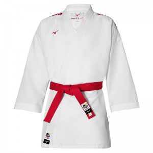 Mizuno Toshi Embroidery Karategis Dame Hvide Rød | Danmark M3680RF