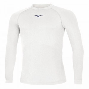 Mizuno Uni Core LS Underlayer Toppe Herre Hvide Mørkeblå | Danmark M3590MC