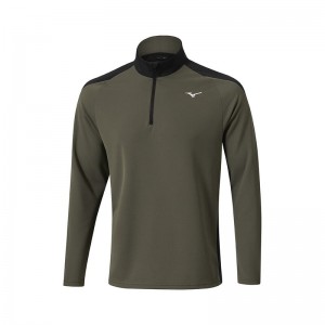 Mizuno Vinter Breeze 1/4 Zip Toppe Herre Olivengrøn | Danmark M2345RK