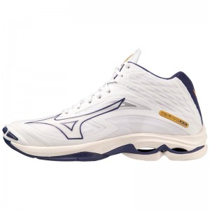 Mizuno Wave Lightning Z7Mid Volleyballsko Dame Hvide Lilla | Danmark M3895UO