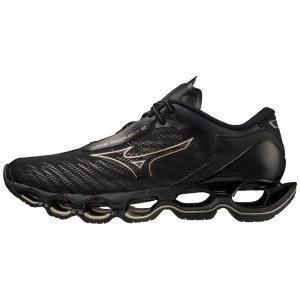 Mizuno Wave Prophecy 12 Løbesko Dame Sort Guld | Danmark M9783SC