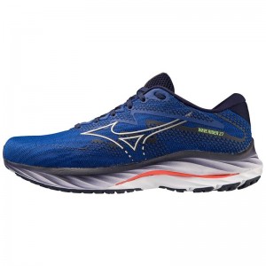 Mizuno Wave Rider 27 Løbesko Herre Blå Hvide | Danmark M5817UZ