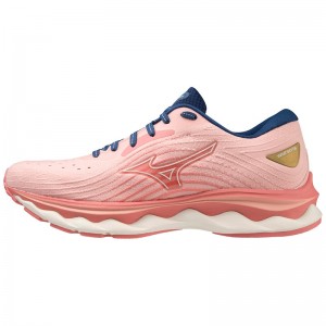 Mizuno Wave Sky 6 Løbesko Dame Koral Grå Blå | Danmark M5049AQ