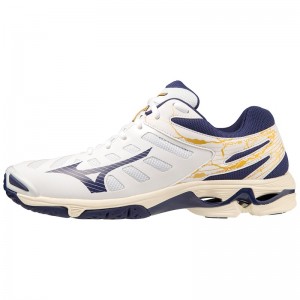 Mizuno Wave Voltage Volleyballsko Herre Hvide Guld | Danmark M9065VF