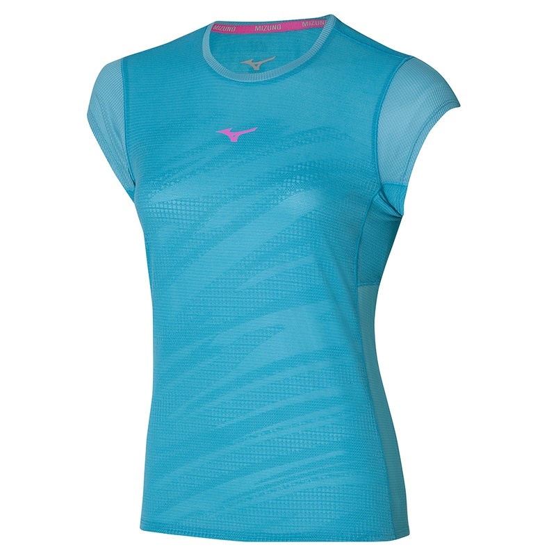 Mizuno Aero Tee T Shirts Dame Blå | Danmark M9358XS