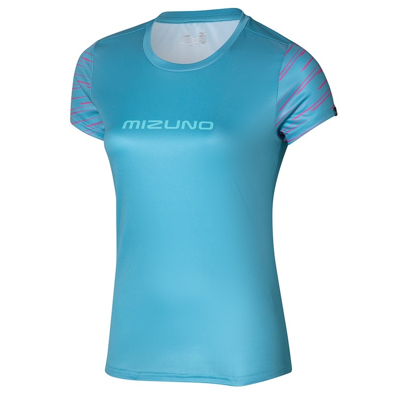 Mizuno Athletics Grafisk Tee T Shirts Dame Blå | Danmark M9736UP