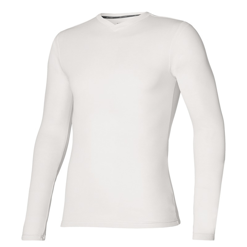 Mizuno BT Under V Neck Longsleeve Toppe Herre Hvide | Danmark M0842AX