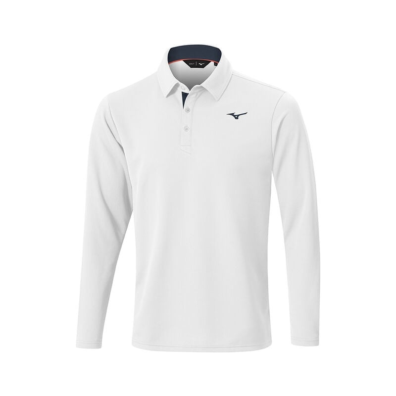 Mizuno Breath Thermo L/S Polo Herre Hvide | Danmark M3906IR