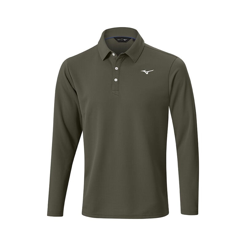 Mizuno Breath Thermo L/S Polo Herre Olivengrøn | Danmark M6295JT