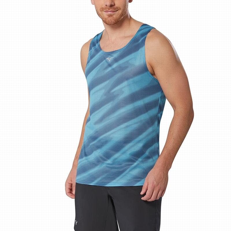 Mizuno Dryaeroflow Grafisk Tank Tank Top Herre Blå | Danmark M7519LI