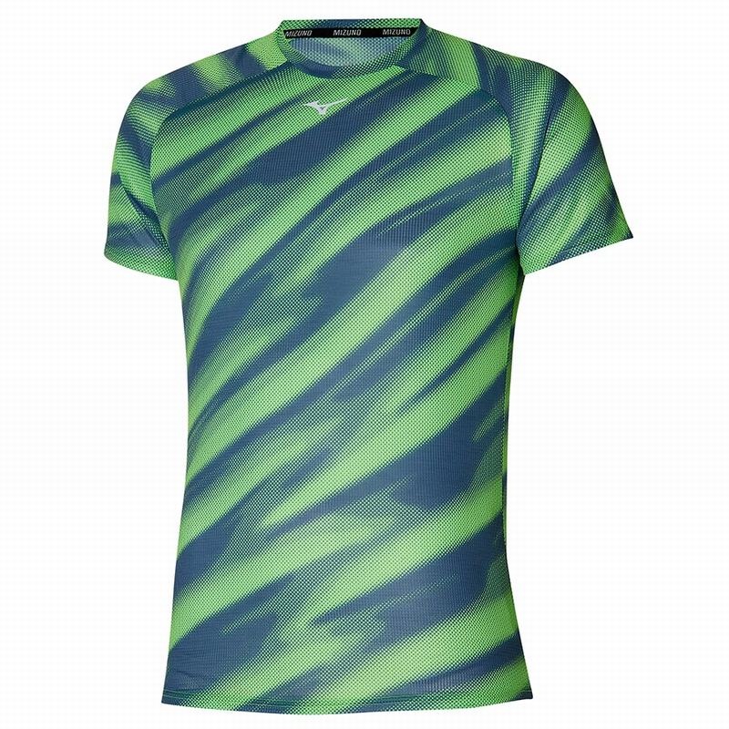 Mizuno Dryaeroflow Grafisk Tee T Shirts Herre Lysegrøn | Danmark M2078IG