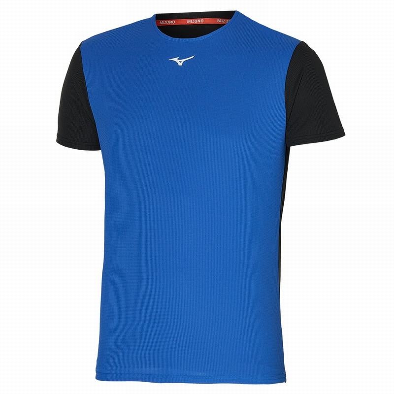 Mizuno Dryaeroflow Tee T Shirts Herre Blå Sort | Danmark M6435UE