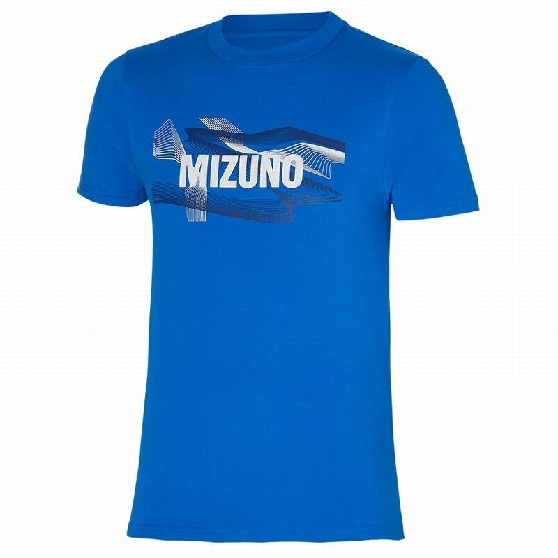 Mizuno Grafisk Tee T Shirts Herre Blå | Danmark M2168GW