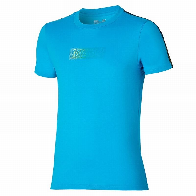 Mizuno Release Tape Tee T Shirts Herre Blå | Danmark M4380CJ