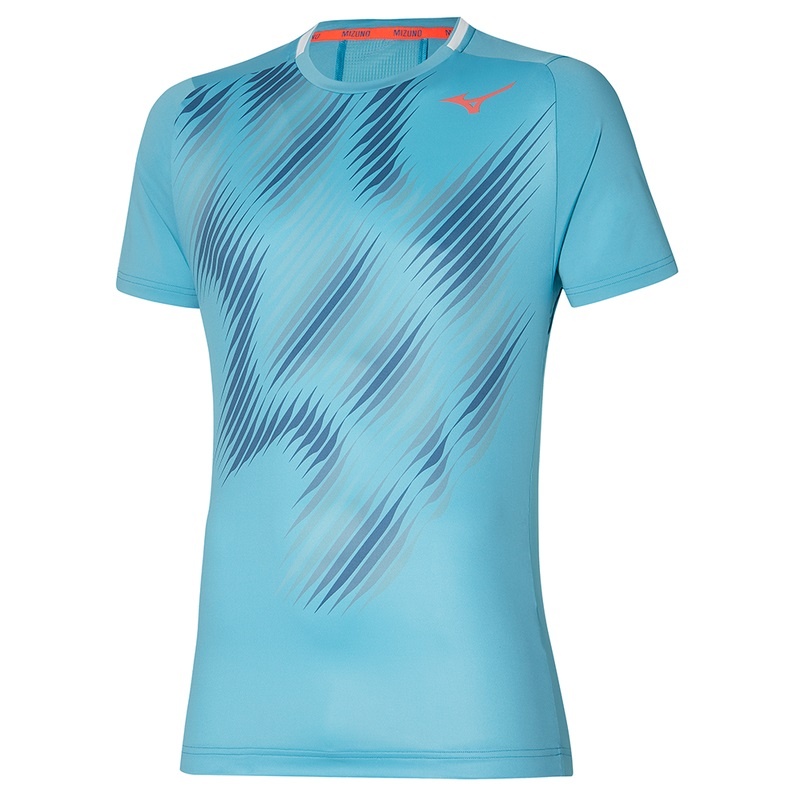 Mizuno Shadow Grafisk Tee T Shirts Herre Blå | Danmark M4509LU