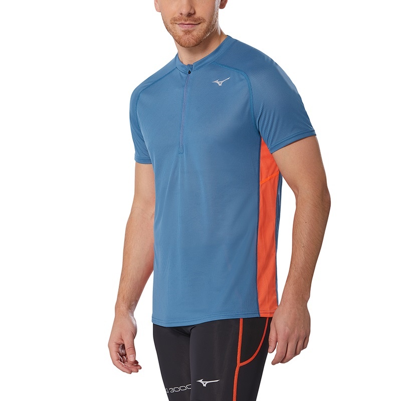 Mizuno Trail Dryaeroflow HZ Tee T Shirts Herre Blå | Danmark M0258MJ