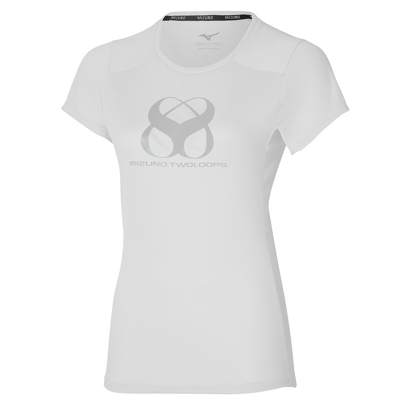 Mizuno Two Loops 8 Tee T Shirts Dame Hvide | Danmark M9248QJ