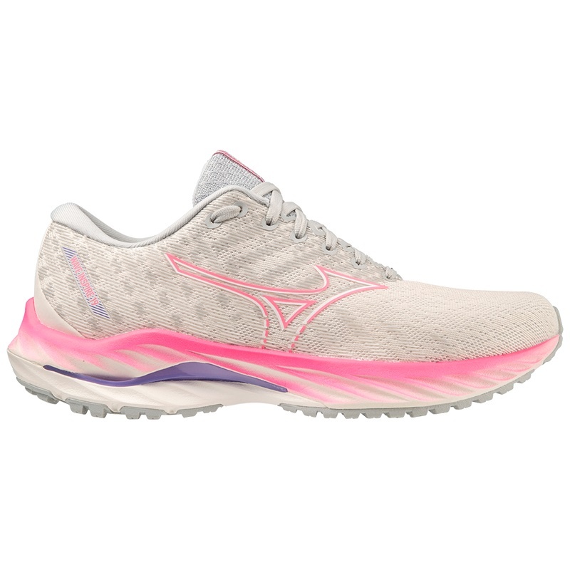 Mizuno Wave Inspire 19 Løbesko Dame Hvide Lyserød | Danmark M2781YV