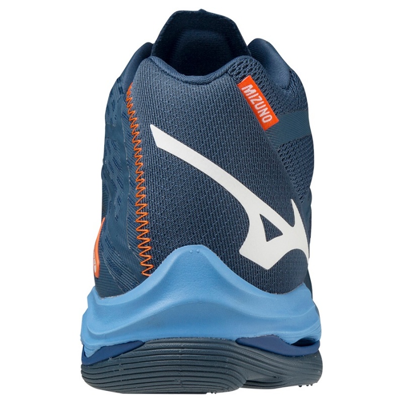 Mizuno Wave Lightning Z7Mid Volleyballsko Dame Mørkeblå Hvide Blå | Danmark M1482UG