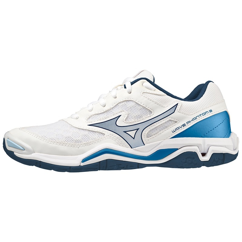 Mizuno Wave Phantom 3 Håndboldsko Dame Hvide Blå | Danmark M3654ZG