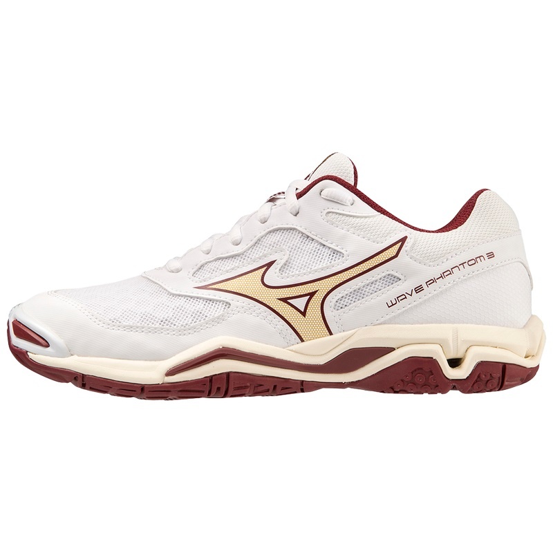 Mizuno Wave Phantom 3 Håndboldsko Dame Hvide Mørkerød Guld | Danmark M6459FV