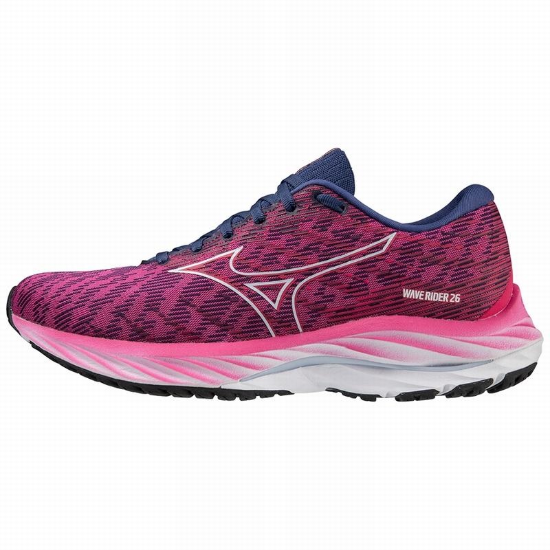 Mizuno Wave Rider 26 Løbesko Dame Fuchsia Blå | Danmark M3194YK