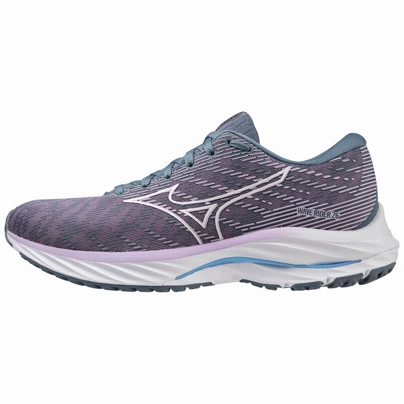 Mizuno Wave Rider 26 Løbesko Dame Lilla Hvide Blå | Danmark M4035LB