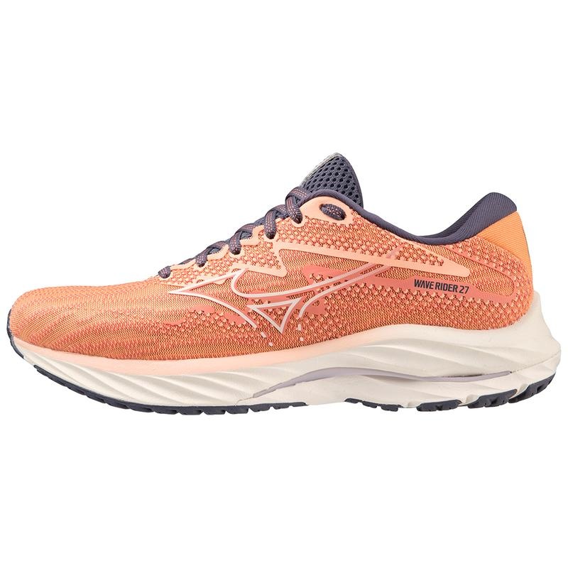 Mizuno Wave Rider 27 Løbesko Dame Koral Hvide | Danmark M8365RD