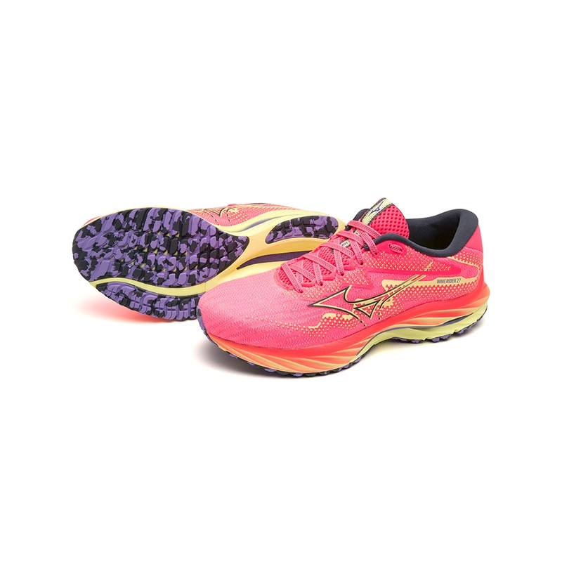 Mizuno Wave Rider 27 Løbesko Dame Lyserød Blå | Danmark M5417QS