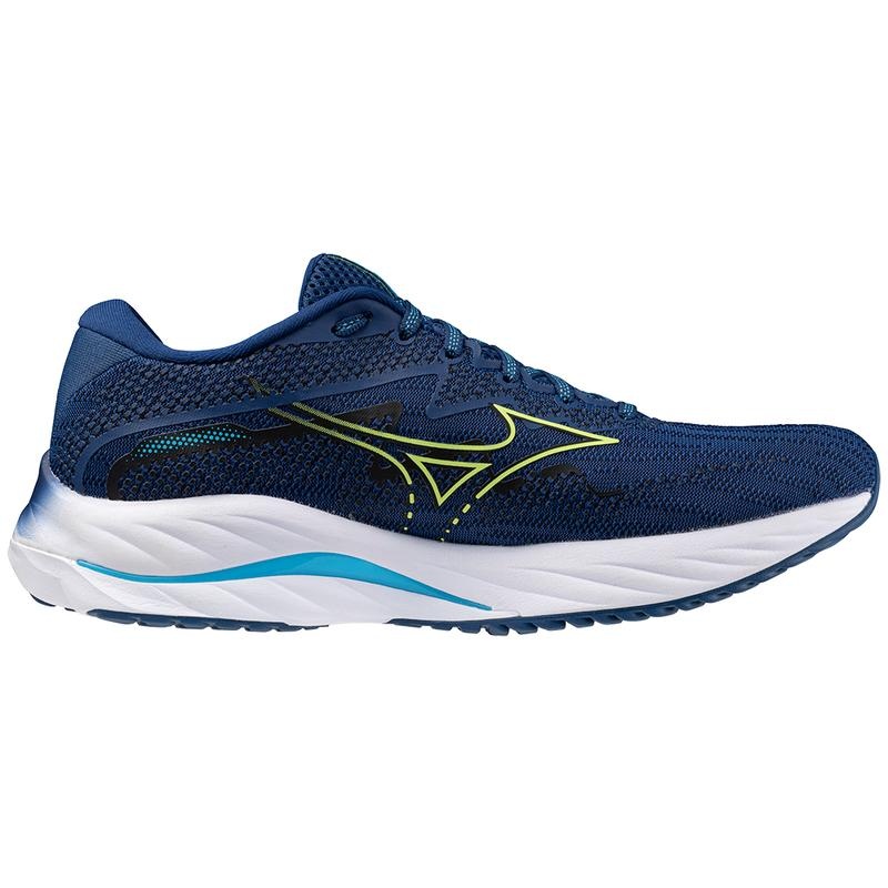 Mizuno Wave Rider 27 Løbesko Herre Mørkeblå Grøn | Danmark M1675UN