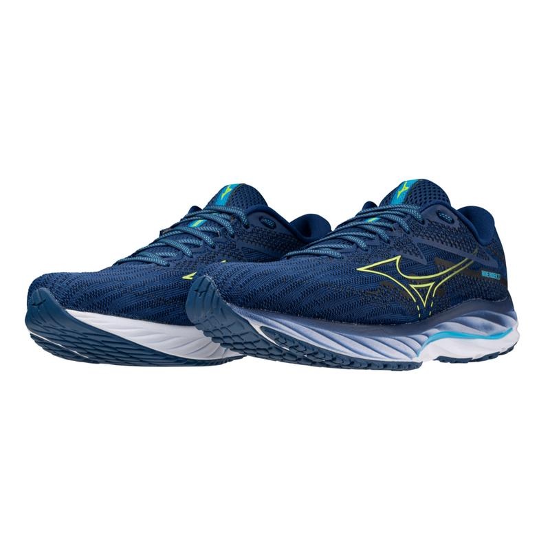 Mizuno Wave Rider 27 Løbesko Herre Mørkeblå Grøn | Danmark M1675UN