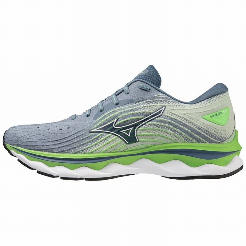 Mizuno Wave Sky 6 Løbesko Herre Blå Hvide | Danmark M5472BJ