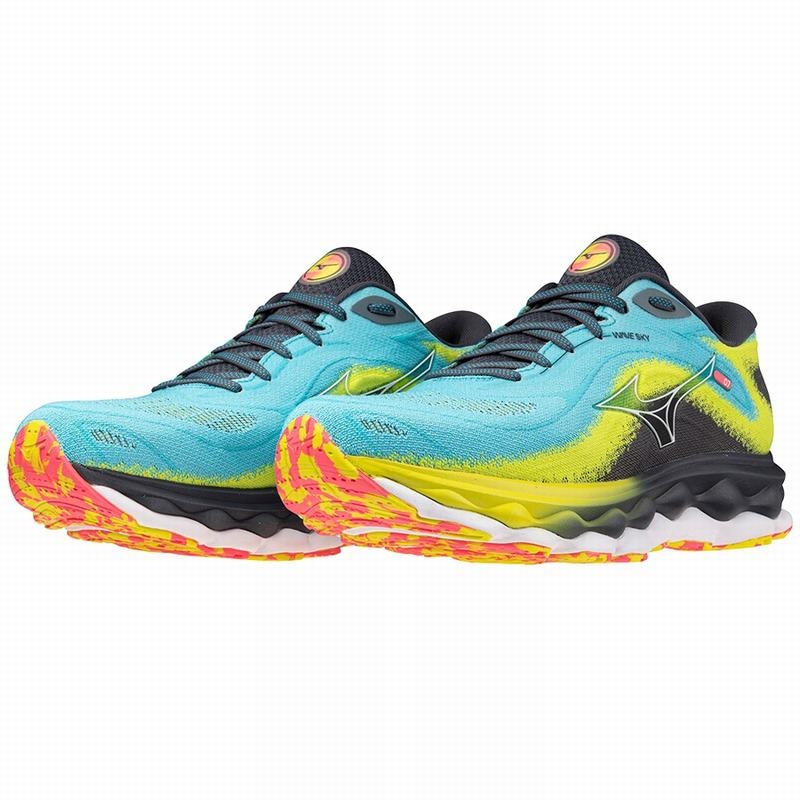 Mizuno Wave Sky 7 Løbesko Herre Blå Hvide | Danmark M0813PE